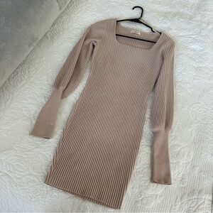 Light Pink Ribbed Cozy Sweater Dress